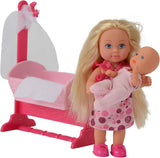 Simba 105736242 - Evi Love Doll Cradle 2 Surtido Evi como Niñera con Cuna y Baby Fashion Doll 12cm para 3 años en adelante
