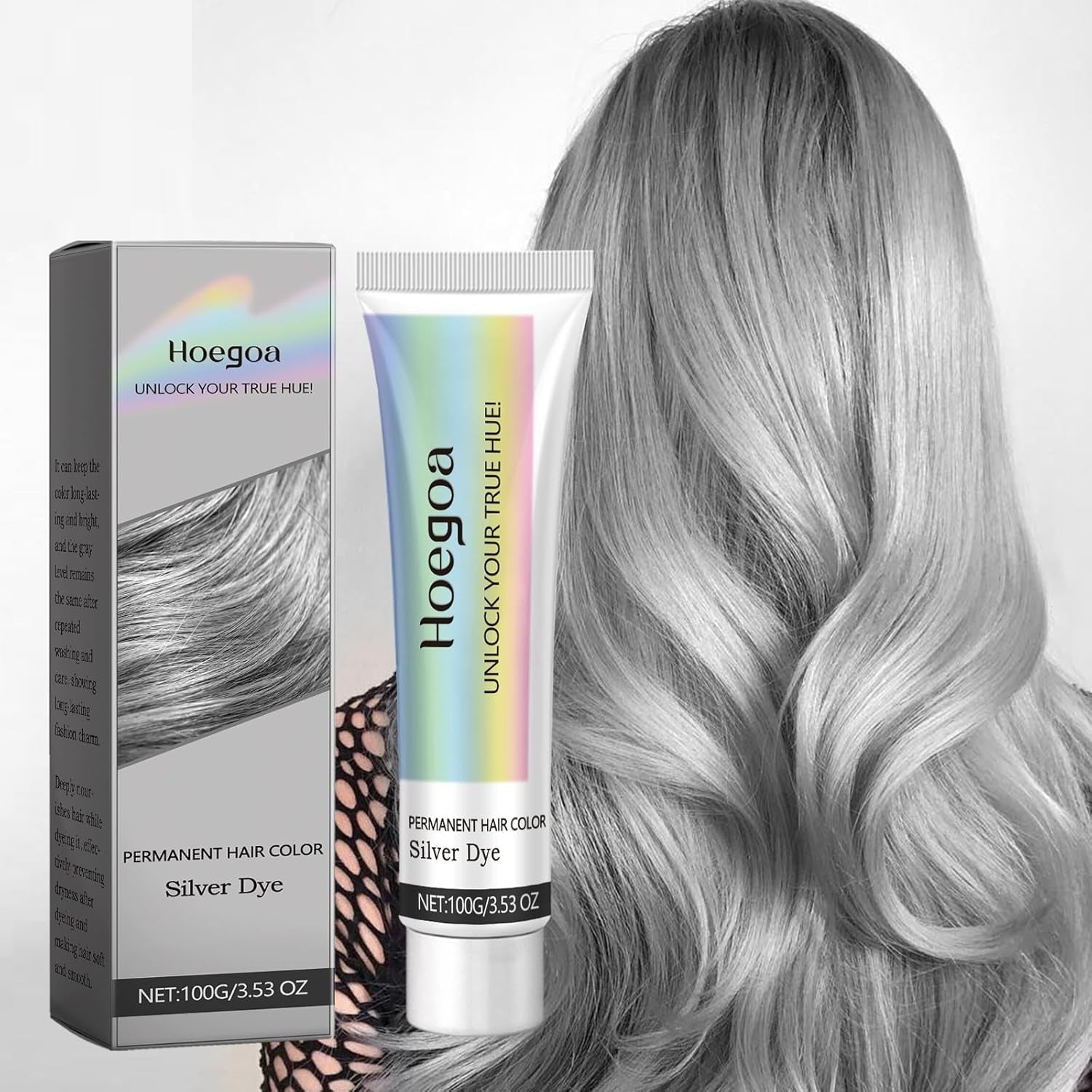 Tinte para el cabello plateado con extracto de esencia natural 2 en 1, tinte para el cabello plateado Detroit Rain, tinte para el cabello plateado metalizado, tinte para el cabello plateado para cabello oscuro, tinte para el cabello plateado, tinte para el cabello permanente (1 pieza) Naty Shop Tinte para el cabello Título predeterminado