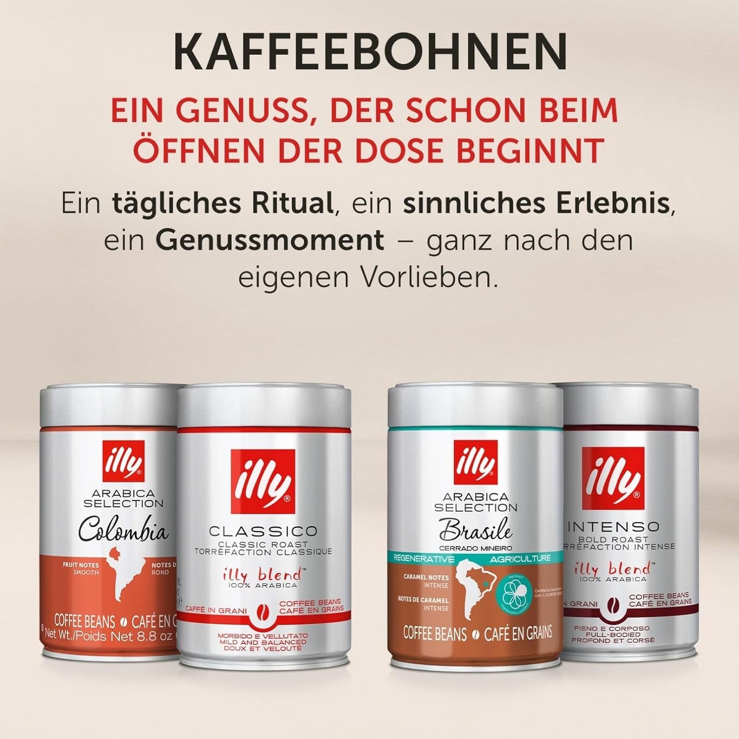 illy, Kaffeebohnen Arábica Selección Costa Rica, 100% Arábica con Caramelo, Schokoladen- und Vanillenoten, süßer Gesmack, 1 dosis con 250 g