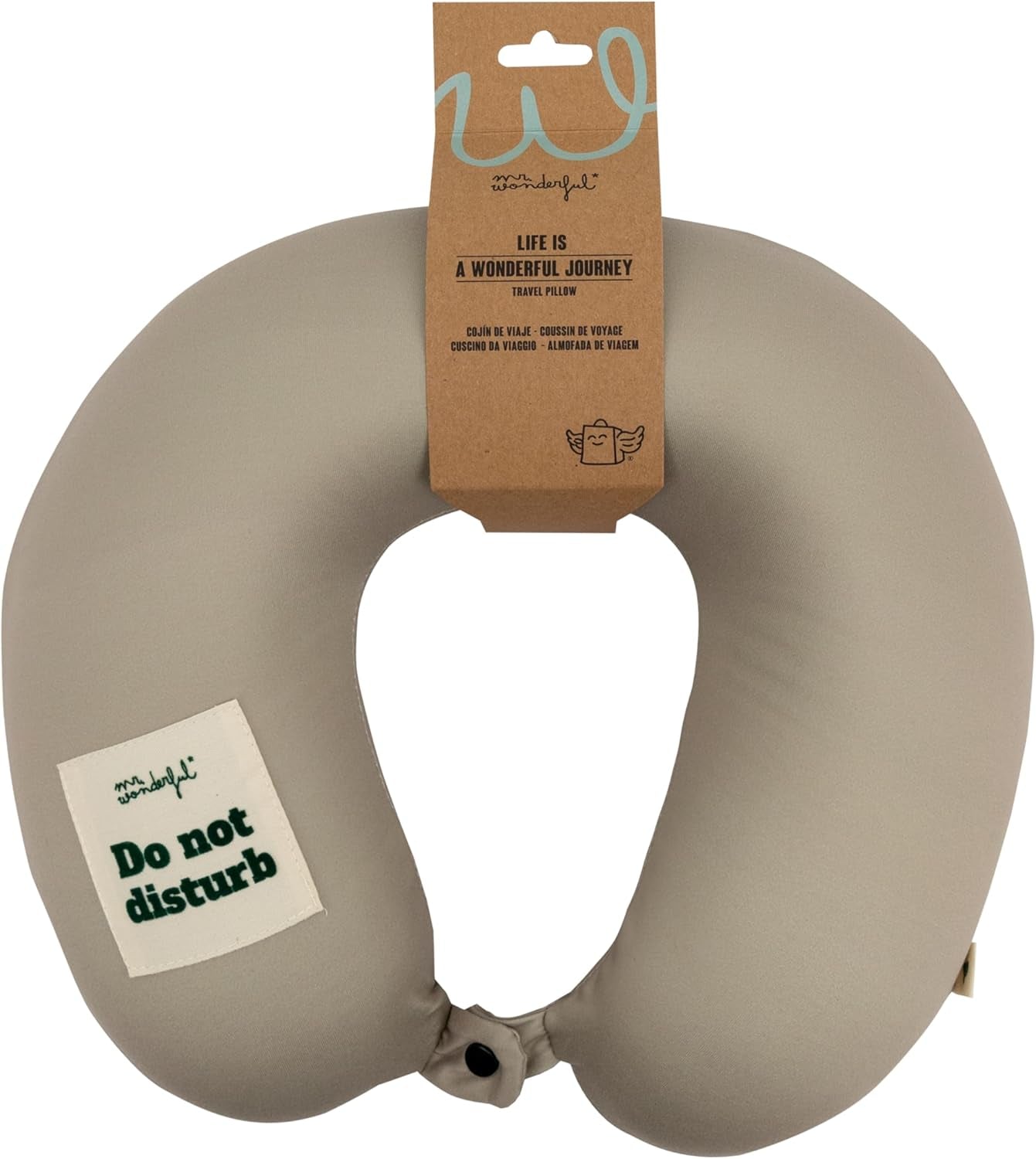 Mr Wonderful - Almohada de Viaje - No Molestar - Almohada de Viaje con Botón Frontal para Ajustar Durante el Uso Naty Shop Almohadas de Viaje