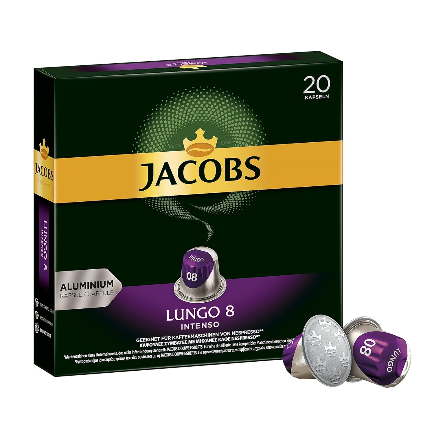 Cafeteras Lungo Intenso, Intensidad 8 de 12, 200 Cafeteras compatibles con Nespresso®*, 10 x 20 Getränke & Kapseln Espresso Intenso, Intensidad 10,100 Cafeteras compatibles con Nespresso®*, 10x10