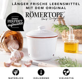 Römertopf Fresh Pot MINI 0,6 litros - Olla de cerámica para ajos - La arcilla transpirable mantiene las verduras frescas durante más tiempo - Circulación de aire ideal - Cajas de almacenamiento de alimentos blancas Naty Shop