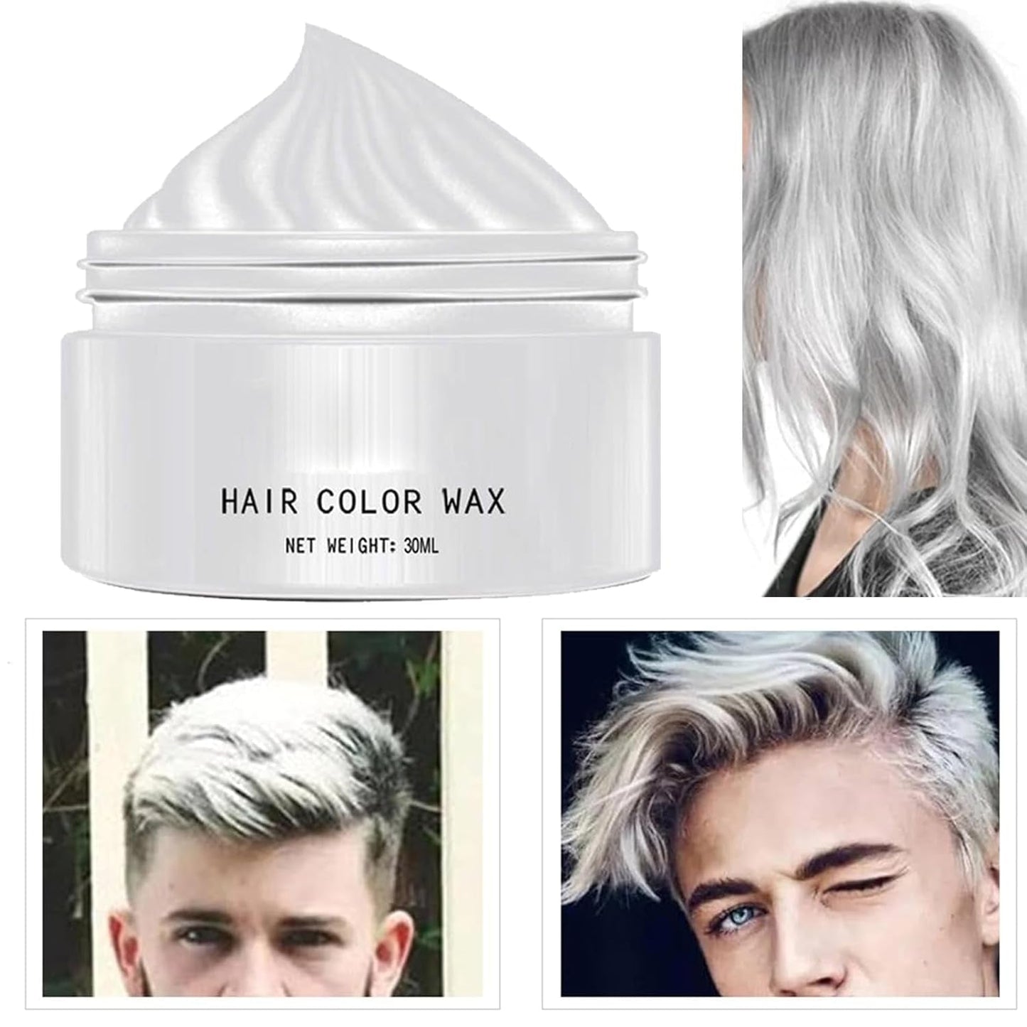 Tinte Capilar Blanco Natural, Tinte Cera Capilar Blanco, Tinte Capilar Natural Blanco Unisex, Tinte Capilar Blanco, Cera Capilar Fiesta Halloween Cosplay, Tinte Capilar Cera Capilar Fiesta, 30ML Naty Shop Tinte Capilar