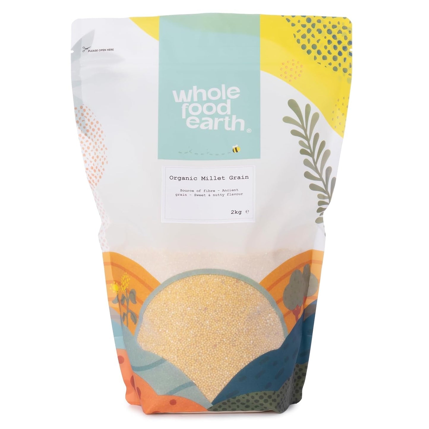 Mijo Ecológico Integral Tierra 2 kg | Sin OGM | Vegano | Rico en fibra | Certificado orgánico