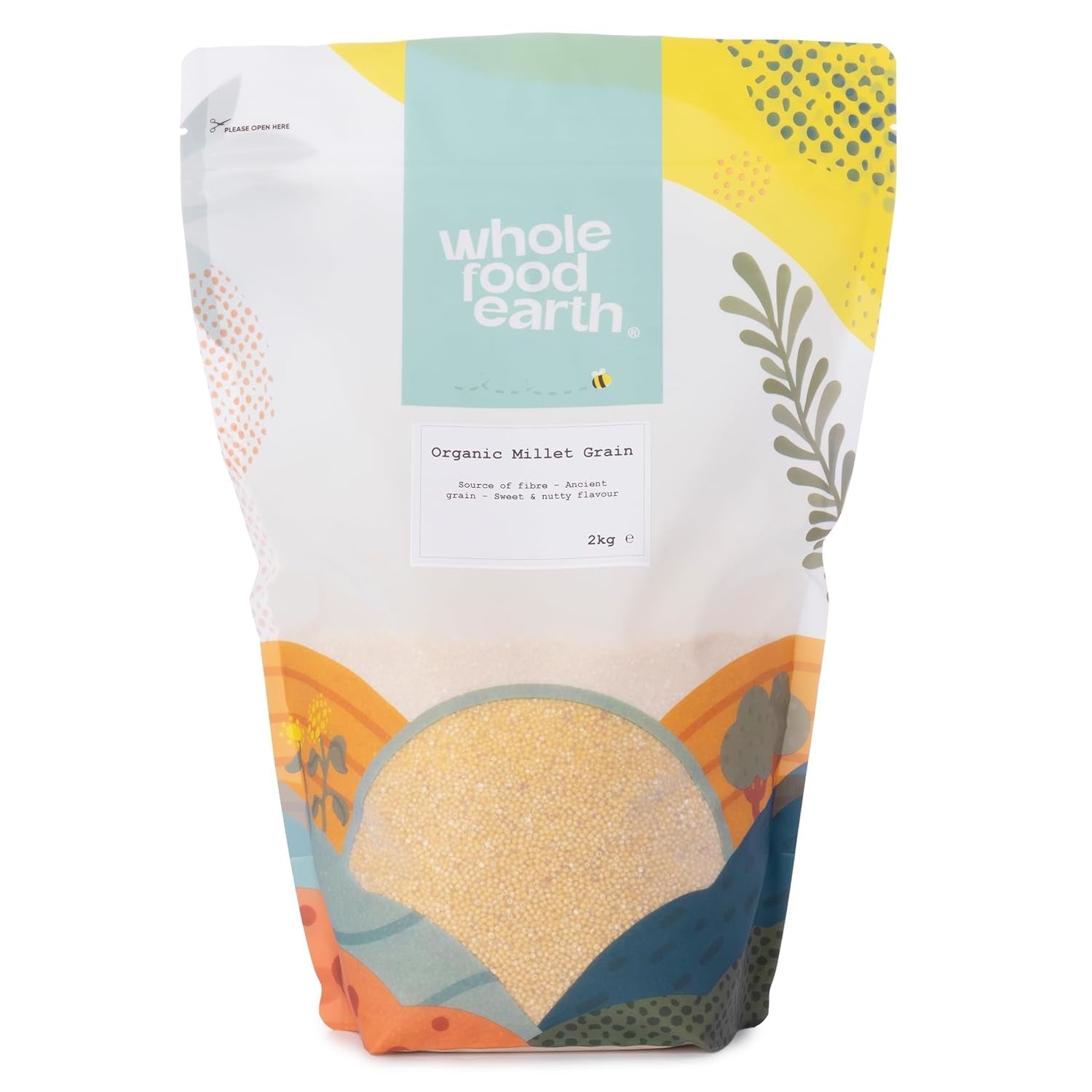 Mijo Ecológico Integral Tierra 2 kg | Sin OGM | Vegano | Rico en fibra | Certificado orgánico
