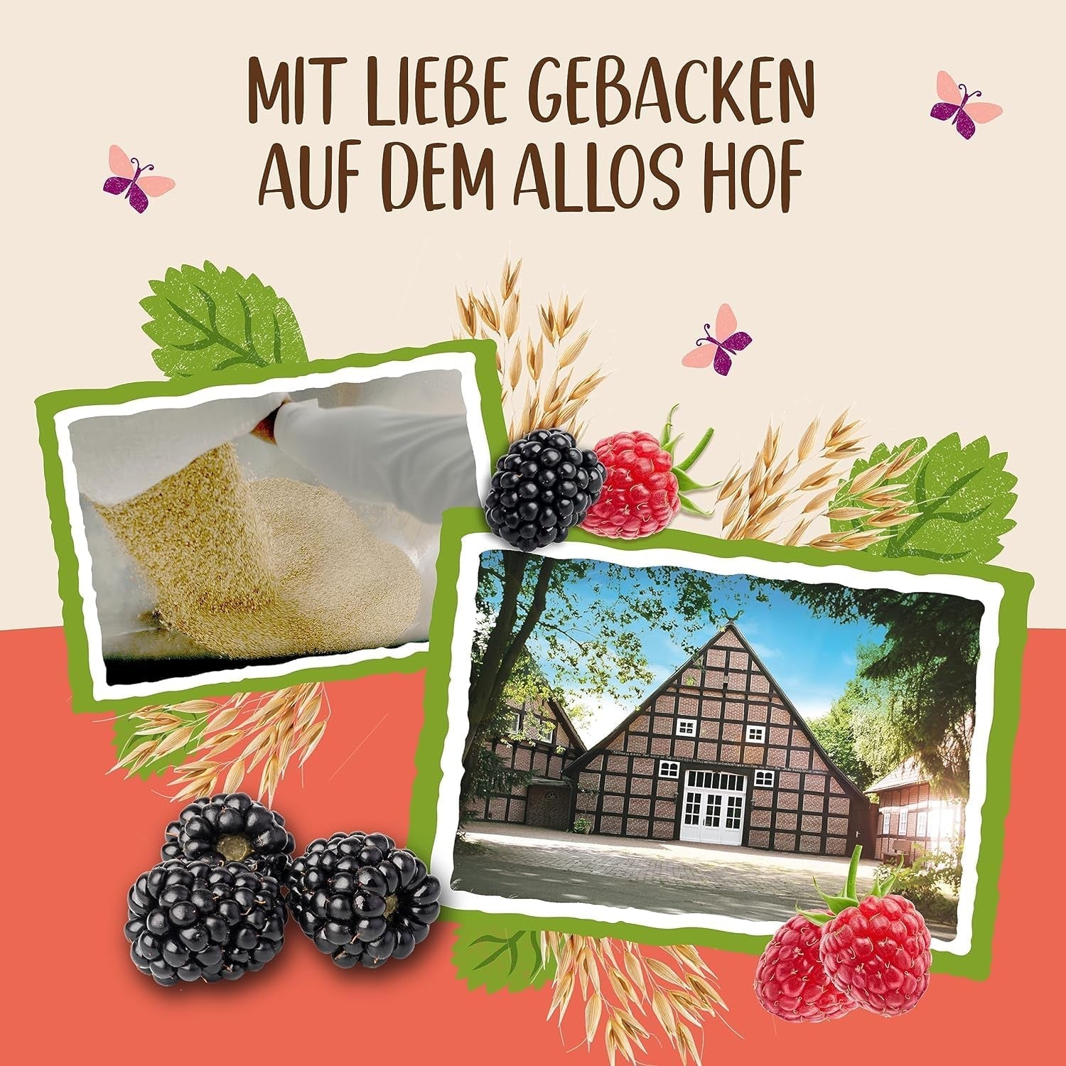 Granola Allos Hof con frutos rojos | Muesli orgánico | Muesli con frutos rojos | Muesli crujiente | Cereales para el desayuno | Paquete de 6 (6 x 300 g), 1 pieza (paquete de 6)