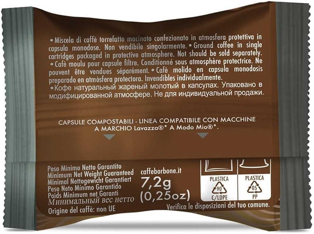 Caffè Borbone Don Carlo, Schwarze Kaffeemischung - 50 Kapseln - Compatible con Lavazza®* A Modo Mio®* Haushalts-Espressomaschinen