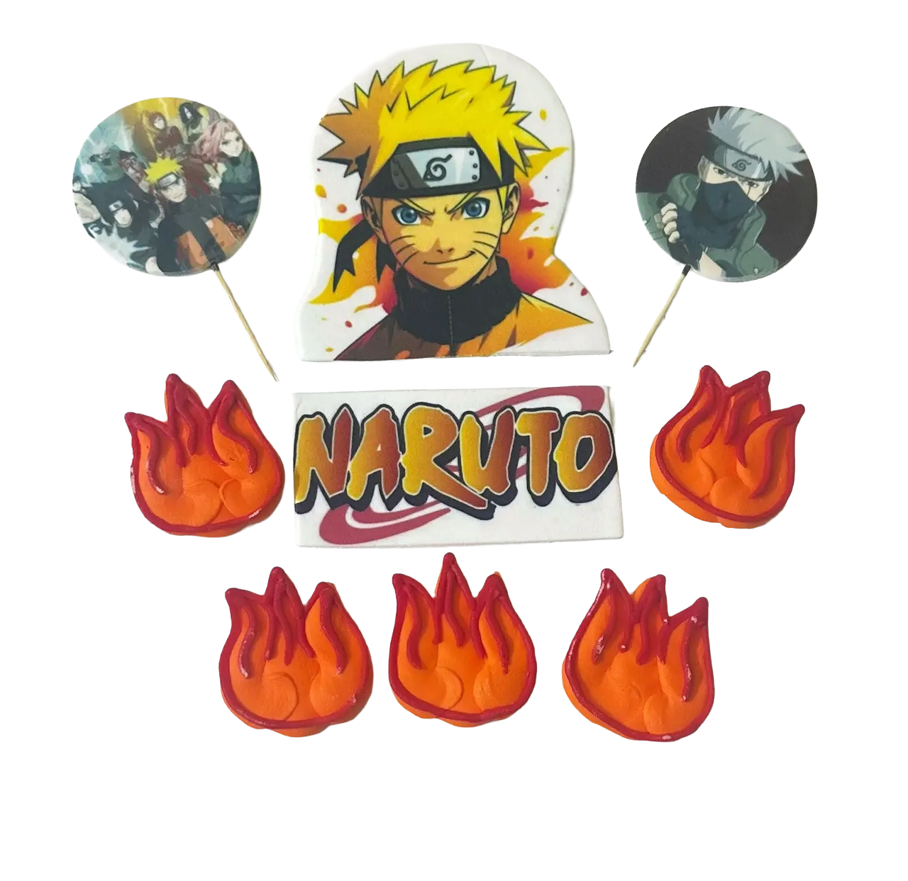 Set de decoraciones comestibles de Naruto: 9 elementos con motivos de Naruto para decorar tartas