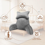 Almohada de lectura, almohada de espalda con rollo para el cuello y brazos desmontables, almohada de reposo en cama para uso en cama o sofá, almohada de respaldo para leer, trabajar y jugar