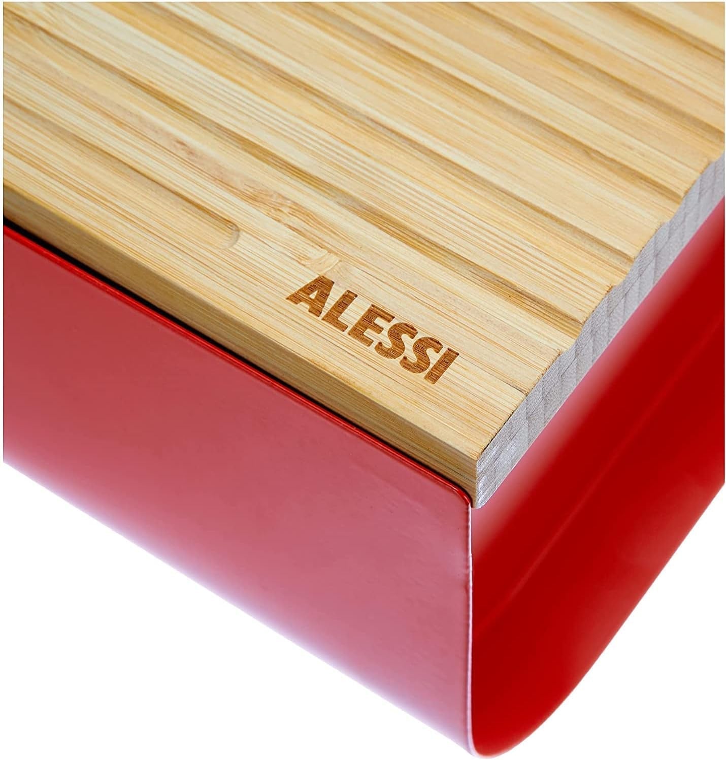 Alessi Mattina BG03 WG - Panera de acero inoxidable con resina epoxi y madera de bambú, gris cálido Cajas para guardar alimentos Naty Shop