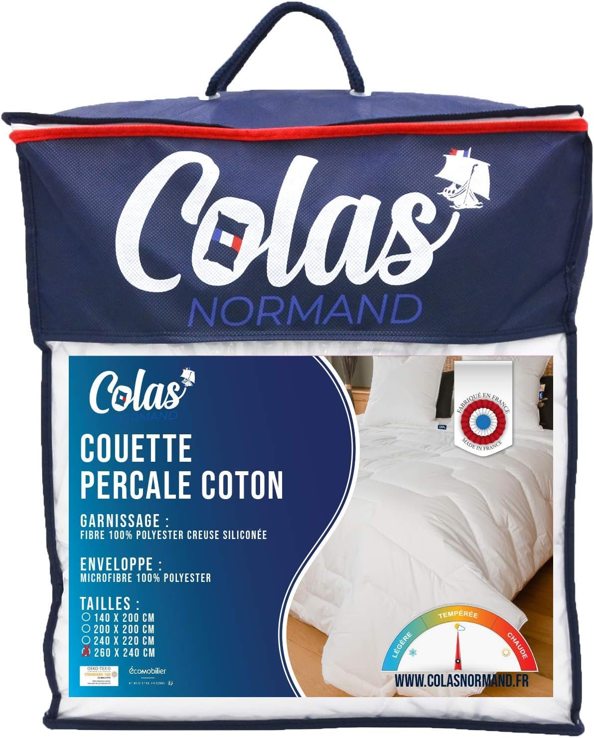 COLAS NORMAND Edredón De Algodón Percal 260 X 240 Cm Percal 100% Algodón De Alta Calidad Suave Y Cómodo Durable Acabado Fino Hecho En Francia Blanco Naty Shop Edredones Y Edredones 260X240 Cm Homologado