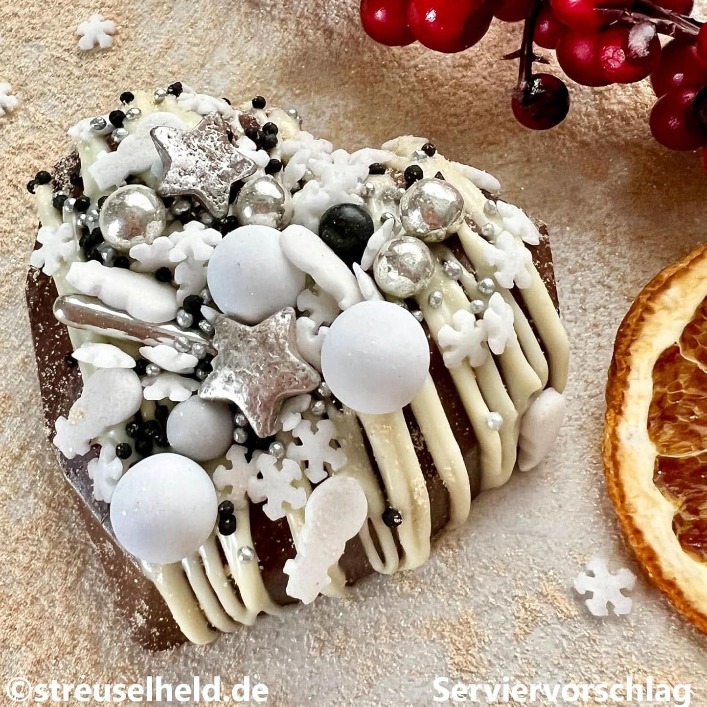 Streusel Hero, chispas de copos de nieve, varias cantidades Sprinkles Naty Shop