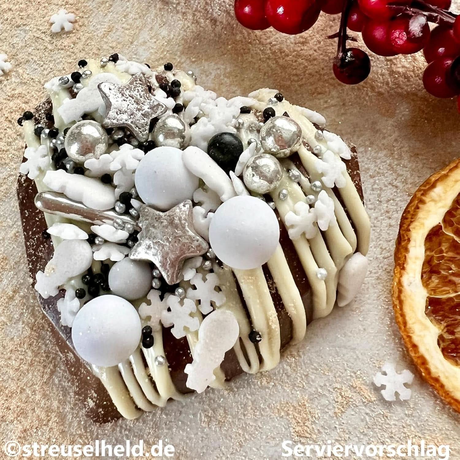 Streusel Hero, chispas de copos de nieve, varias cantidades Sprinkles Naty Shop
