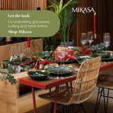Mikasa Jardin Vajilla de gres de 12 piezas, vajilla para 4 personas con platos, guarniciones y cuencos, verde - Caja de regalo y apta para lavavajillas