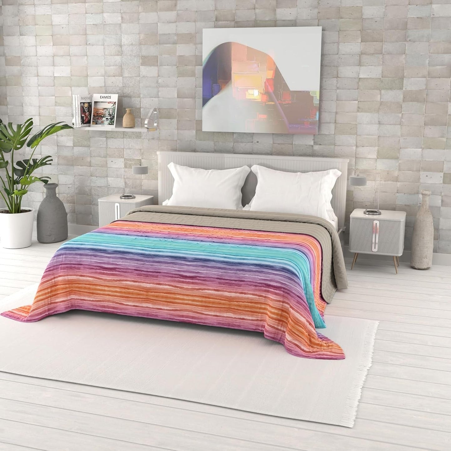 Colcha De Verano Estampada Fantasía, Relleno De Poliéster, Pétalos, 260X270Cm