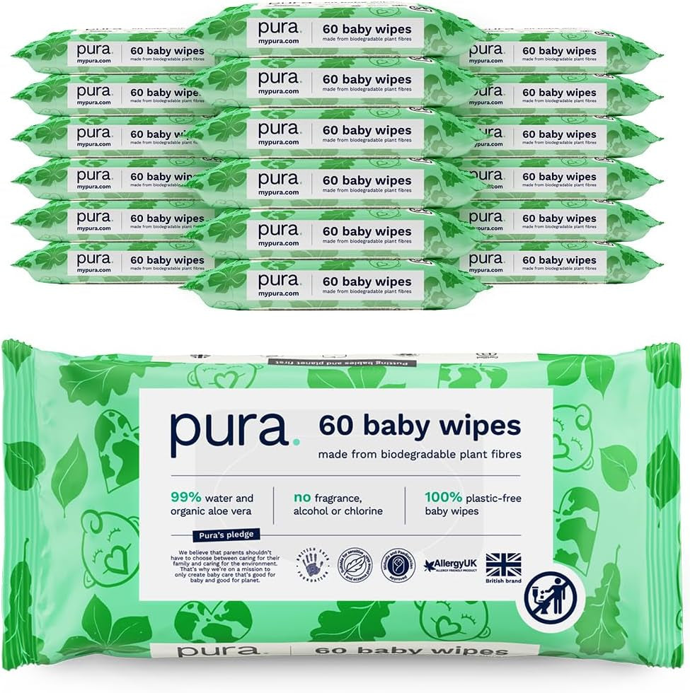 Toallitas desechables ecológicas para bebés para pieles sensibles del bebé 70 toallitas (1 paquete) 99% de agua 100% sin plástico para pieles sensibles Recién nacidos propensos al eccema Biodegradables Veganos