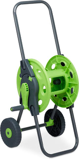 Relaxdays Carro portamangueras 45m 1/2" Enrollador de mangueras de agua Jardín 82,5 x 43 x 34cm Gris-Verde