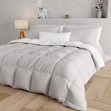 PETTI Artigiani Italiani - Manta de invierno para cama de matrimonio, maxi, monocromática, doble cara, blanco, gris, 100% Made in Italy Edredones y edredones Naty Shop