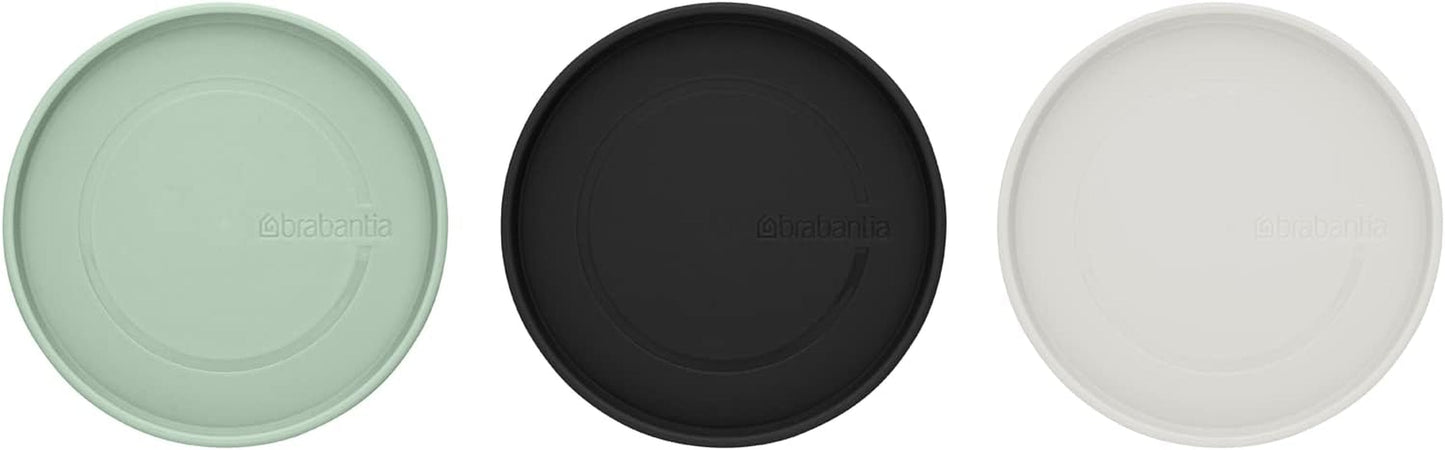 Brabantia - Recipiente de Vidrio Apilable con Tapa - Set de 3 - Conservación de Alimentos - Mantiene los Alimentos Frescos por Más Tiempo - Junta de Silicona - Apto para Lavavajillas - Gris Oscuro/Gris Claro/Verde Jade - Cajas de Conservación de Alimentos 0,3L/0,6L/1,1L Naty Shop