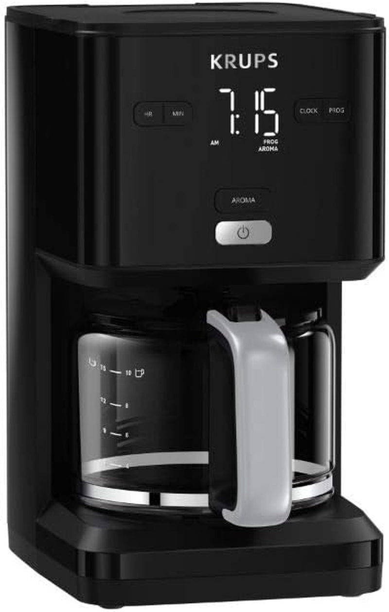 Cafetera Krups Smart'n Light con temporizador, para 1,25 litros de café filtrado, función mantener caliente, apagado automático, negra, KM600810