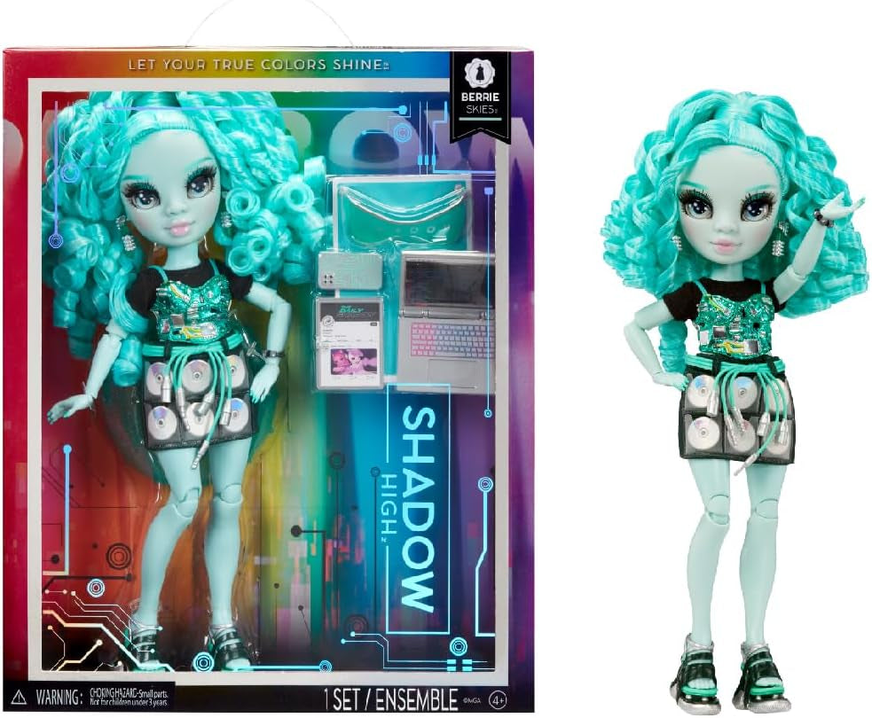Rainbow High Shadow High Series 3 - Berrie Skies - Muñeca de moda verde - Conjunto de moda y más de 10 coloridos accesorios de juego - Ideal para coleccionistas y niños de 4 a 12 años