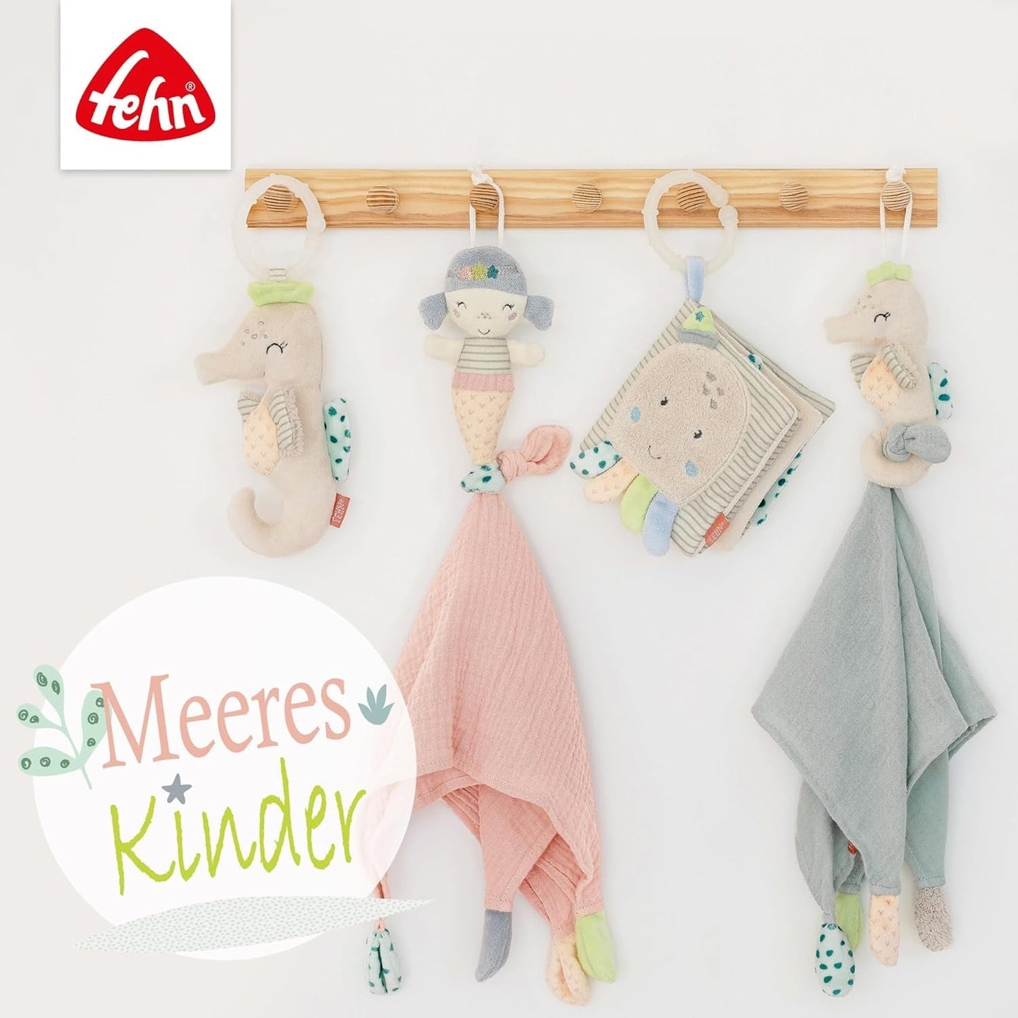 Fehn Octopus Toy Ring Bell - Sonajero, chirrido, juguete para sentir la motricidad - Peluche para bebés con tela suave - Juguete para bebés y niños pequeños a partir de 0 meses Baby Toys Naty Shop