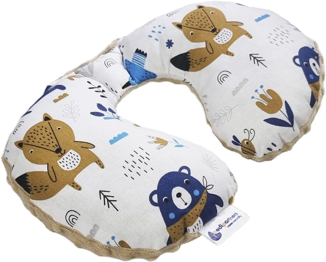 Medi Partners Almohada para el cuello del bebé Soporte para el cuello 100% algodón / Minky Almohada para el cuello del bebé para el coche Cochecito Viajes Viajes Dormir Almohada para el cuello Snooze Roll (REH con Minky gris) Almohadas ortopédicas cervicales Naty Shop Animales Boho con Minky beige