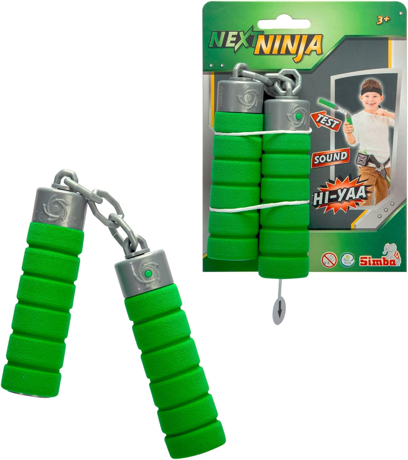 Next Nunchaku Ninja, sonido, mango envuelto en material blando, 13cm, juego de rol, a partir de 3 años, verde Figuras de acción Naty Shop