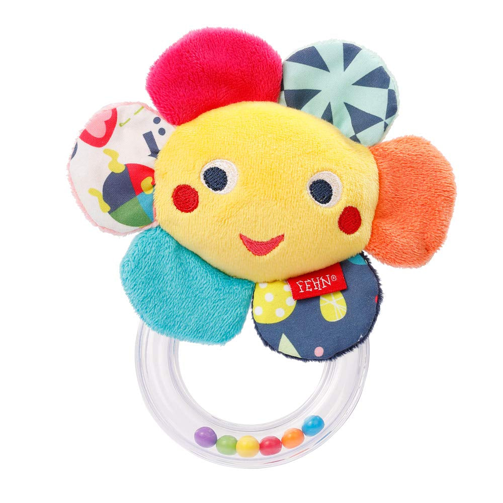 Fehn Octopus Toy Ring Bell - Sonajero, chirrido, juguete de habilidades motoras - Peluche para bebés con tela suave - Juguete para bebés y niños pequeños a partir de 0 meses Baby Toys Naty Shop Flower