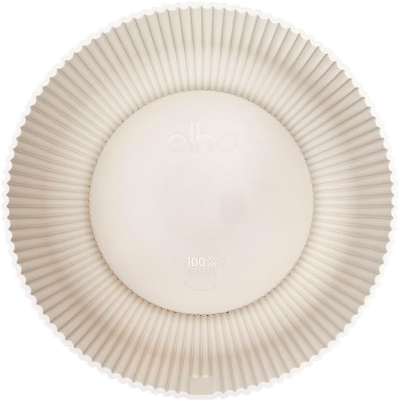 elho Vibes Fold Bowl 25 - Macetas de interior - 100% plástico reciclado - Ø 24,9 x Alt. 12,1 cm - Blanco/Lino blanco