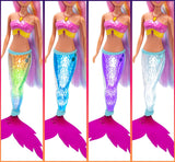 Simba Steffi Love Muñeca Sirena Mermaizing con función de luz arcoíris, pelo extralargo, figura de delfín y pinzas para el pelo, 39 cm de altura, función Try-Me, a partir de 3 años