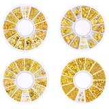 4 Cajas Nagel Art Strass, Decoraciones 3D Nagel Art, Mix Größe Nagel Perlen Glitter Strass Gold Metall Hohlniet Nagelkunst Stern Mond Sonne Nagel Zubehör Für DIY Nageldesign