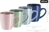 MÄSER 931870 Estructura de metal, Juego de vajilla moderno para 4 personas con estructura de color latón, juego combinado de 16 piezas con formas cupé sin marco, Multicolor, Gres, Pastel'n'Blue