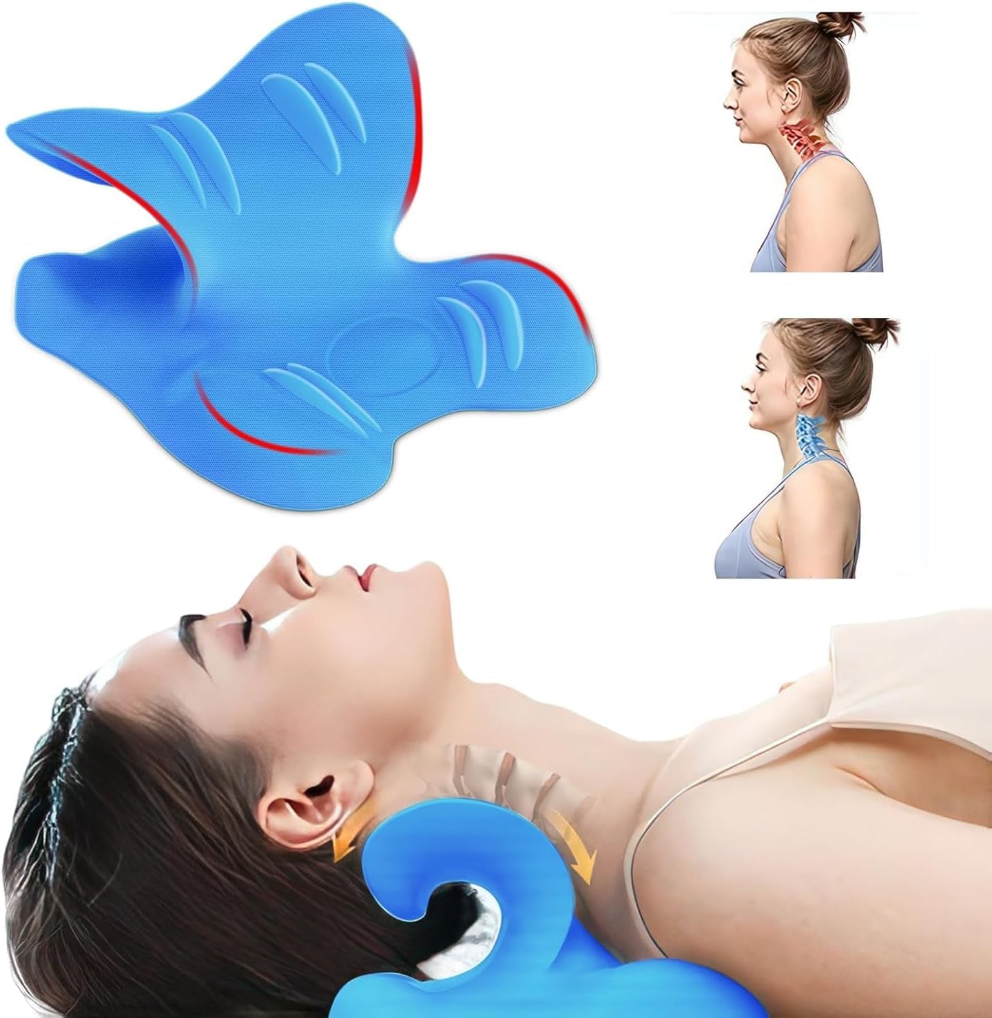 Camilla de cuello 2.0, cuello nublado Lefaya Camilla de cuello Ganador de la prueba ortopédica Camilla de cuello para aliviar el dolor de cuello Joroba de cuello premium Nube de cuello corrige la postura (azul) Almohadas ortopédicas cervicales Título predeterminado de la tienda Naty