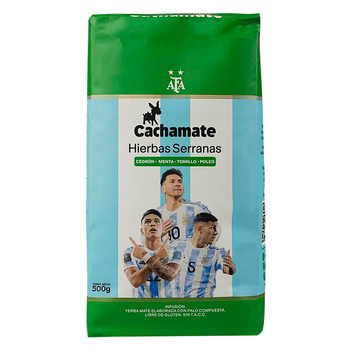 CACHAMATE Mundial Suave 500G | Fútbol edición especial | Yerba Mate Argentina | 12 meses de maduración natural | Propiedades antioxidantes y diuréticas.