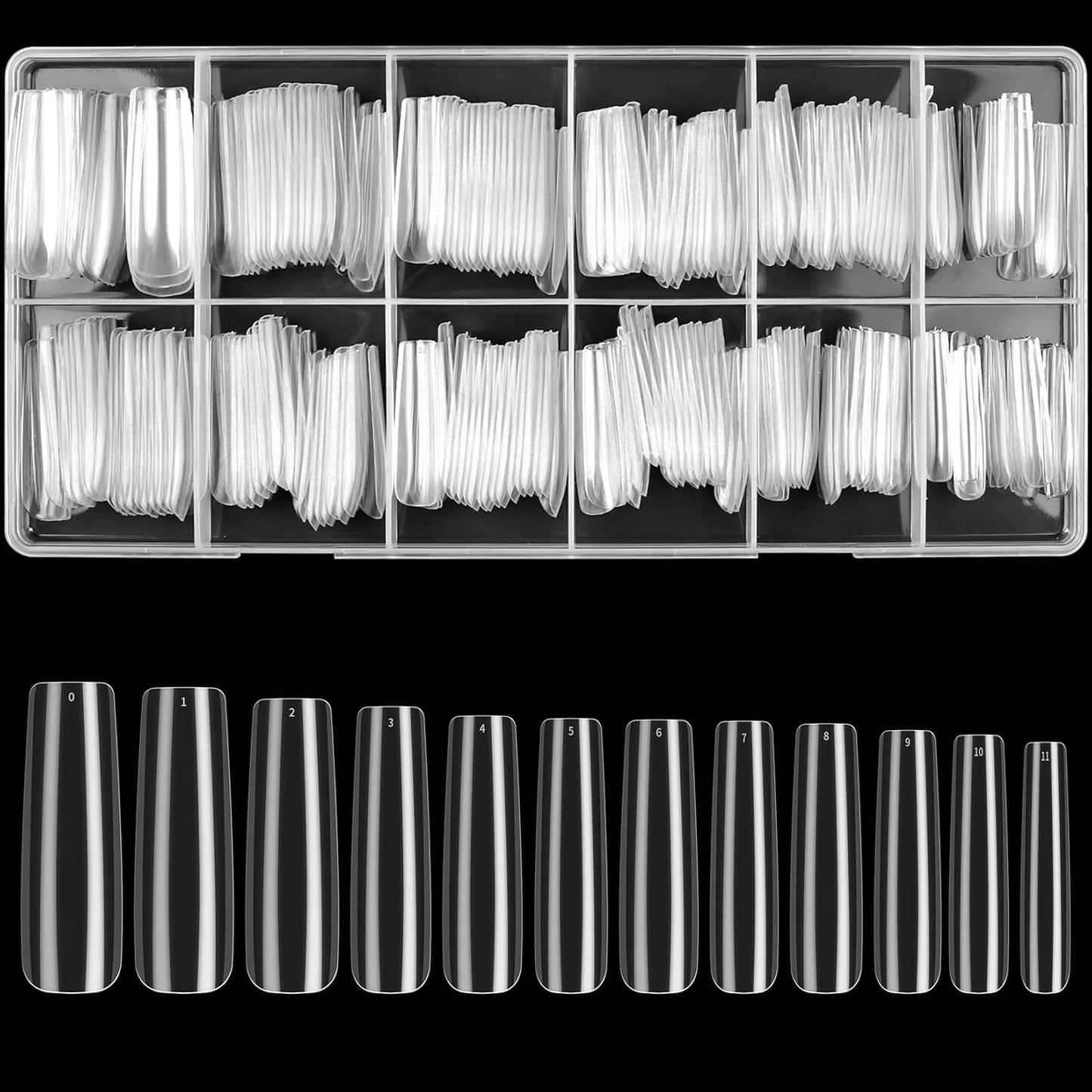 240 uñas artificiales transparentes, puntas de uñas postizas, uñas largas de cobertura completa, puntas de uñas de bailarina, puntas de uñas francesas de cobertura completa para manicura