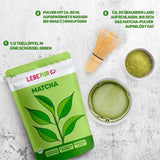 Lebepur BIO Matcha en polvo 100G - Calidad Premium de Japón Sin aditivos - Té verde en polvo 100% puro para Matcha Latte, té Matcha, té verde, batido - Té verde japonés