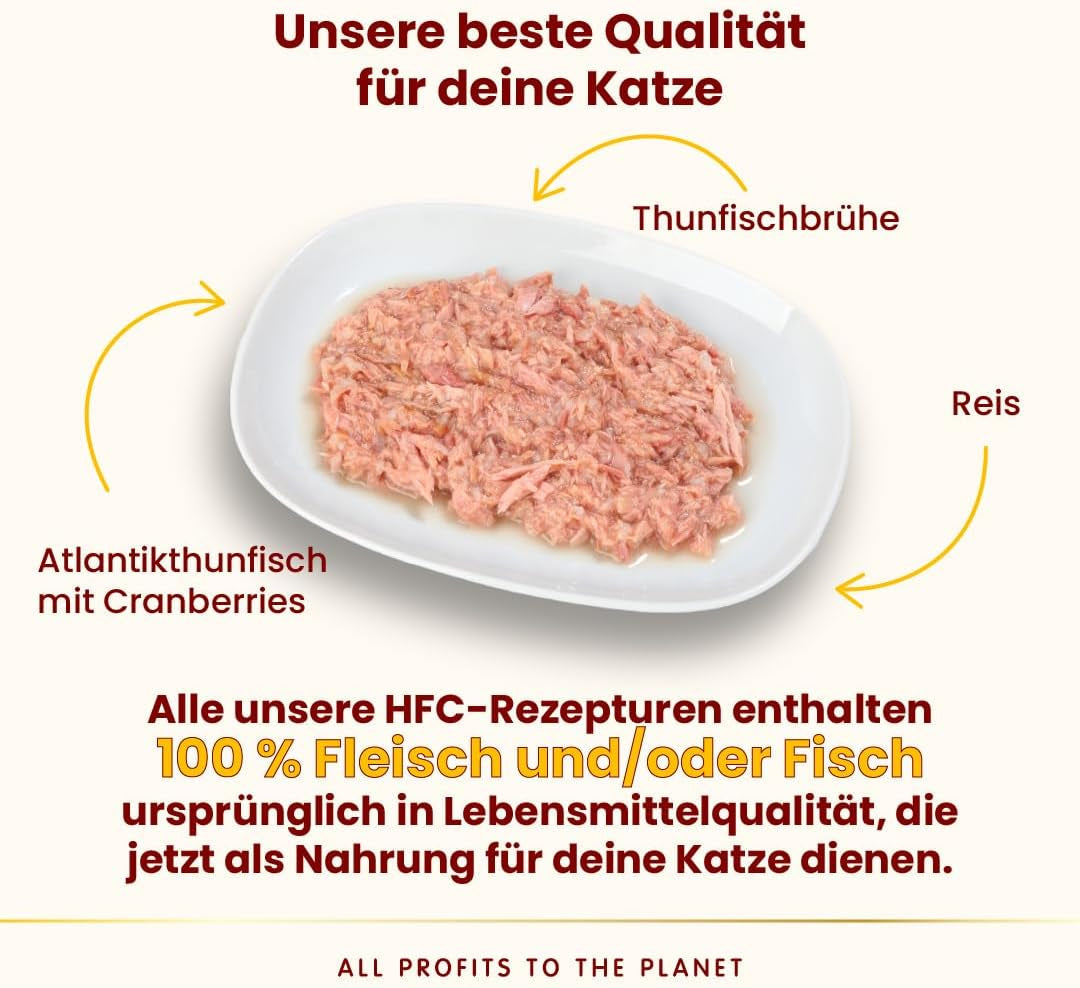Almo Nature HFC Urinary Help - Nassfutter für Katzen - Unterstützung für die Harnwege - Atlantischer Tunfisch & Cranberries - Grado humano, monoproteína, sin gluten - 24x50g