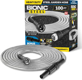 Manguera de jardín de 30 m, manguera de agua de metal de acero inoxidable 304, manguera flexible de 30 m, antitipo, ultraligera y duradera, resistente al desgarro, fácil de enrollar, 500 PSI
