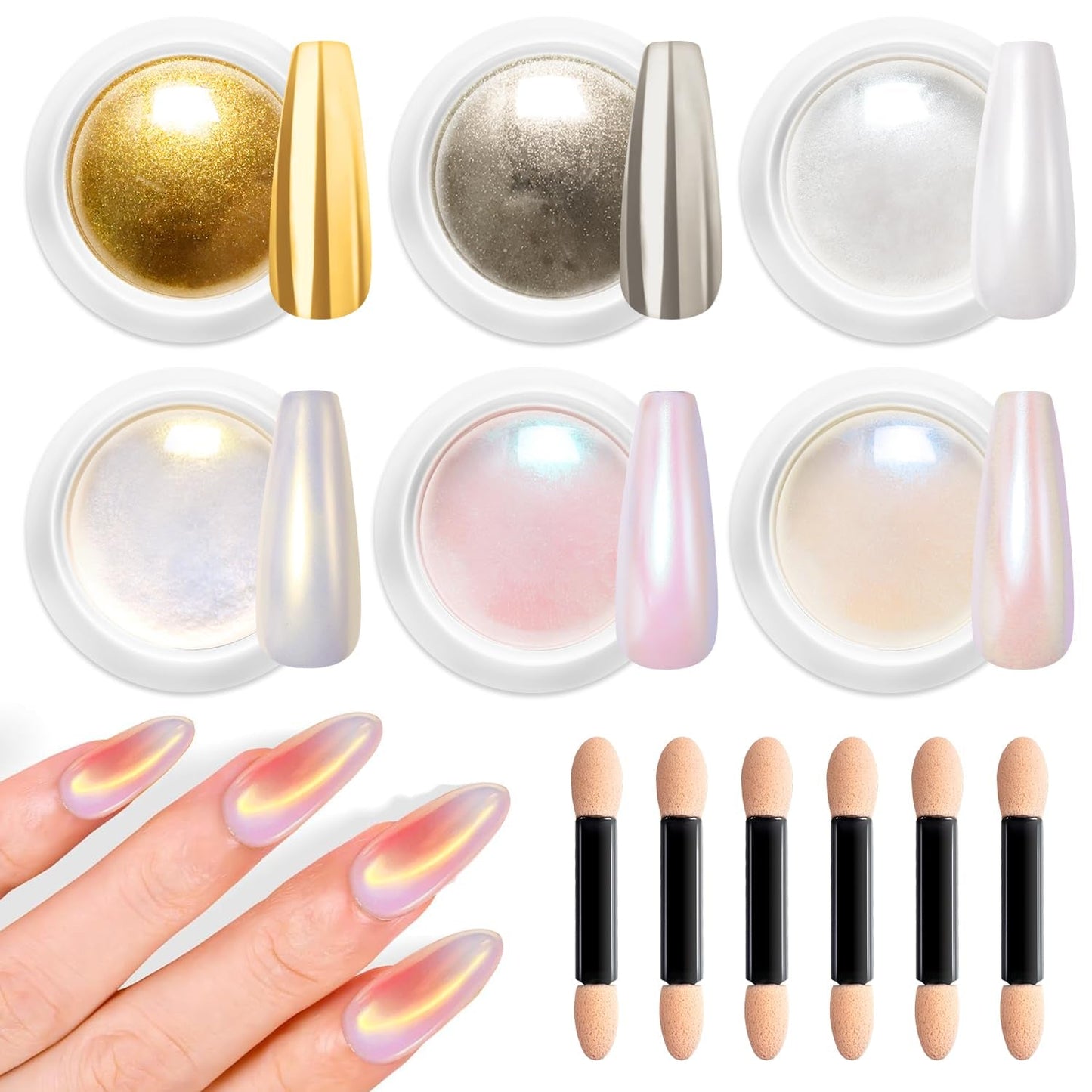 BISHENGYF Polvo de uñas cromado de oro rosaNeue Upgrade Grosse Kapazitä Chrom PulverSuper-Spiegeleffekt Metall Mirror Chrome Powder -Neon Glassy Pearl Effect Glitter Nagelkunst Pulver para salón de bricolaje