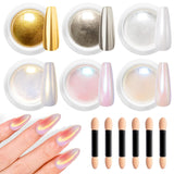 BISHENGYF Polvo de uñas cromado de oro rosaNeue Upgrade Grosse Kapazitä Chrom PulverSuper-Spiegeleffekt Metall Mirror Chrome Powder -Neon Glassy Pearl Effect Glitter Nagelkunst Pulver para salón de bricolaje
