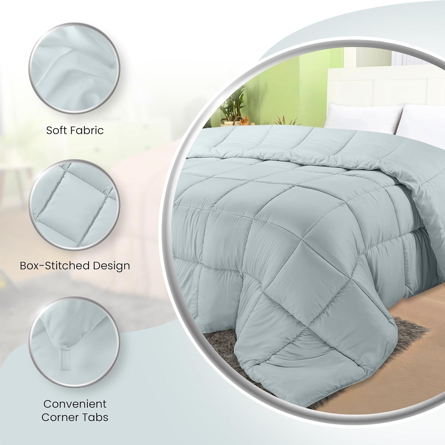 Utopia Bedding Edredón All Season 250g/m² Felpa Relleno de Fibra Siliconada Cama Matrimonio Cosido en Caja (Cama Matrimonial XL Gris Claro) Naty Shop Edredones y Edredones