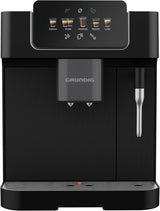 GRUNDIG KVA 6230 Cafetera espresso totalmente automática con espumador de leche, molinillo de acero inoxidable con 13 niveles de molienda, recipiente de granos de 250 g, depósito de agua extraíble de 2 litros, presión de la bomba 19 bar, pantalla táctil, negro