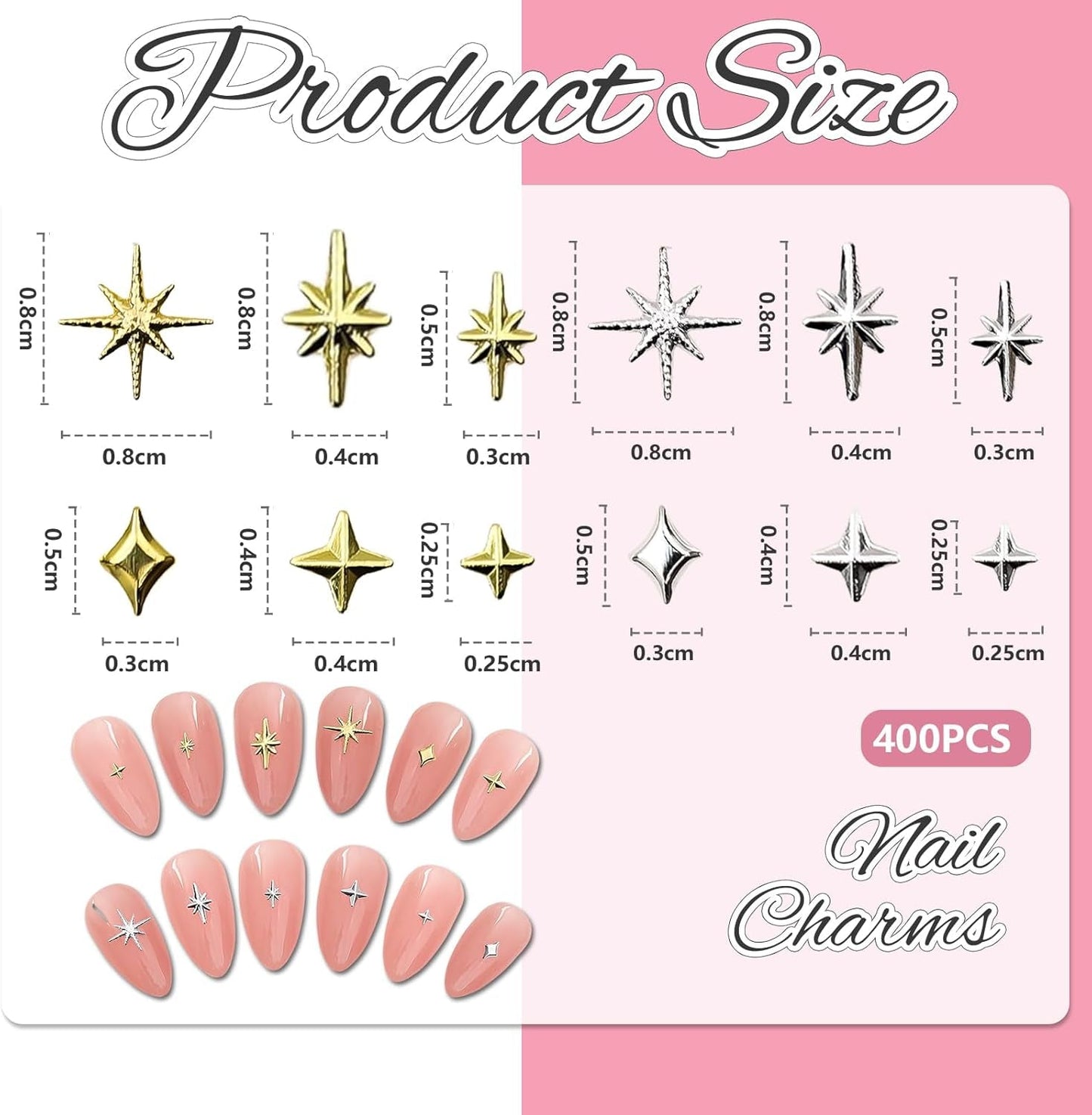 400 piezas Stern Nail Charms Oro Plata, Charms Nägel Zubehör, Nagel Deko, Nail Art Zubehör, Nagel Charms, Nagel Steine, Nail Design, Charms Für Nägel