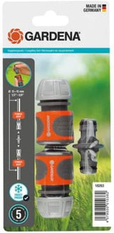 Juego de acoplamientos Gardena: Acoplamiento de manguera para extensiones de 13 mm (1/2 pulgada) y 15 mm (5/8 pulgada), incluso bajo alta presión de agua, fácil montaje (18283-20)