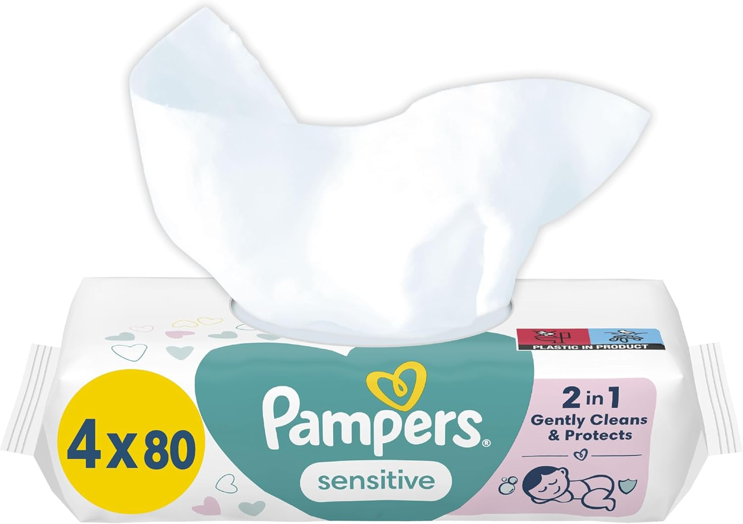 Toallitas para bebé Pampers Sensitive, paquete de 15 de 80 toallitas, 1200 toallitas para bebé, limpieza suave y protección de la piel 2 en 1