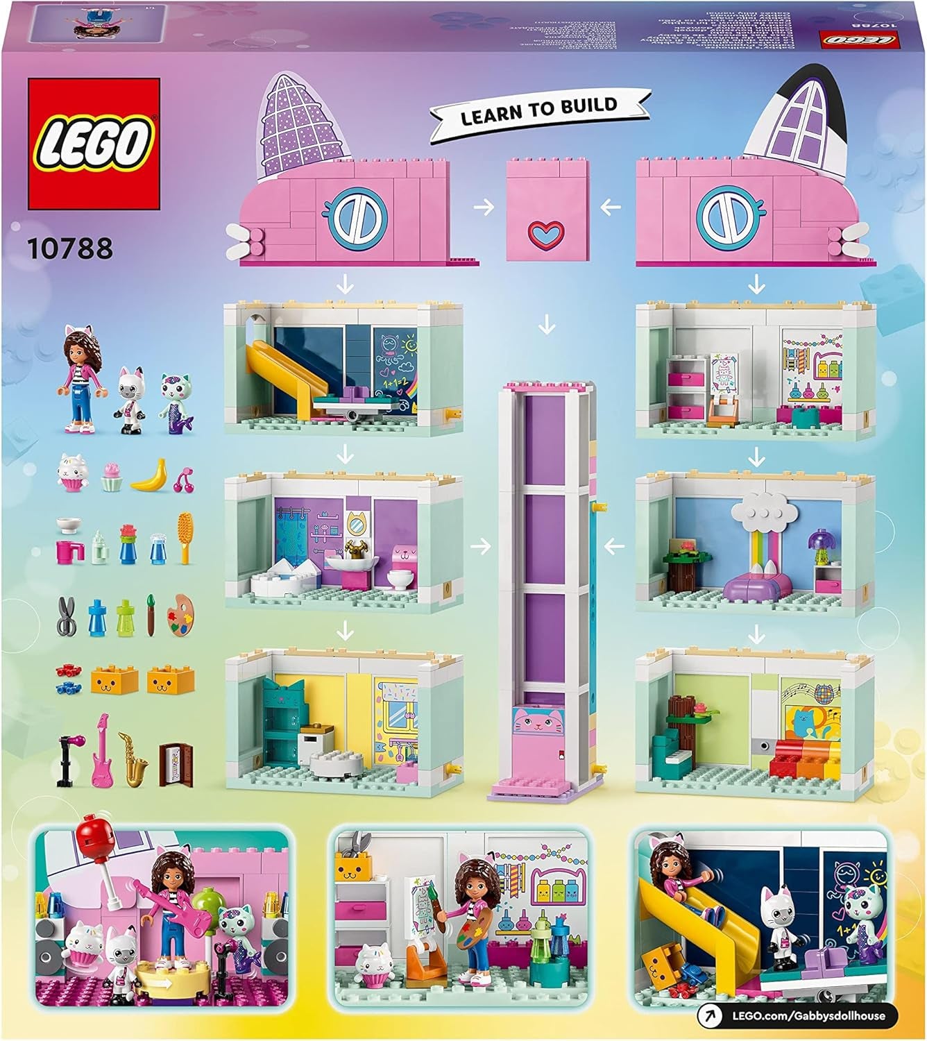 Lego 10788 Casa de Muñecas de Gabby, Juego de Juguetes, 8 Habitaciones y 4 Pisos Casa de Muñecas de Gabby con Figuras y Accesorios de Pandi, Suricata y Kuchi, Regalo para Niñas, Niños y Niños de 4 Años Juegos de Construcción Besuche den LEGO-Store