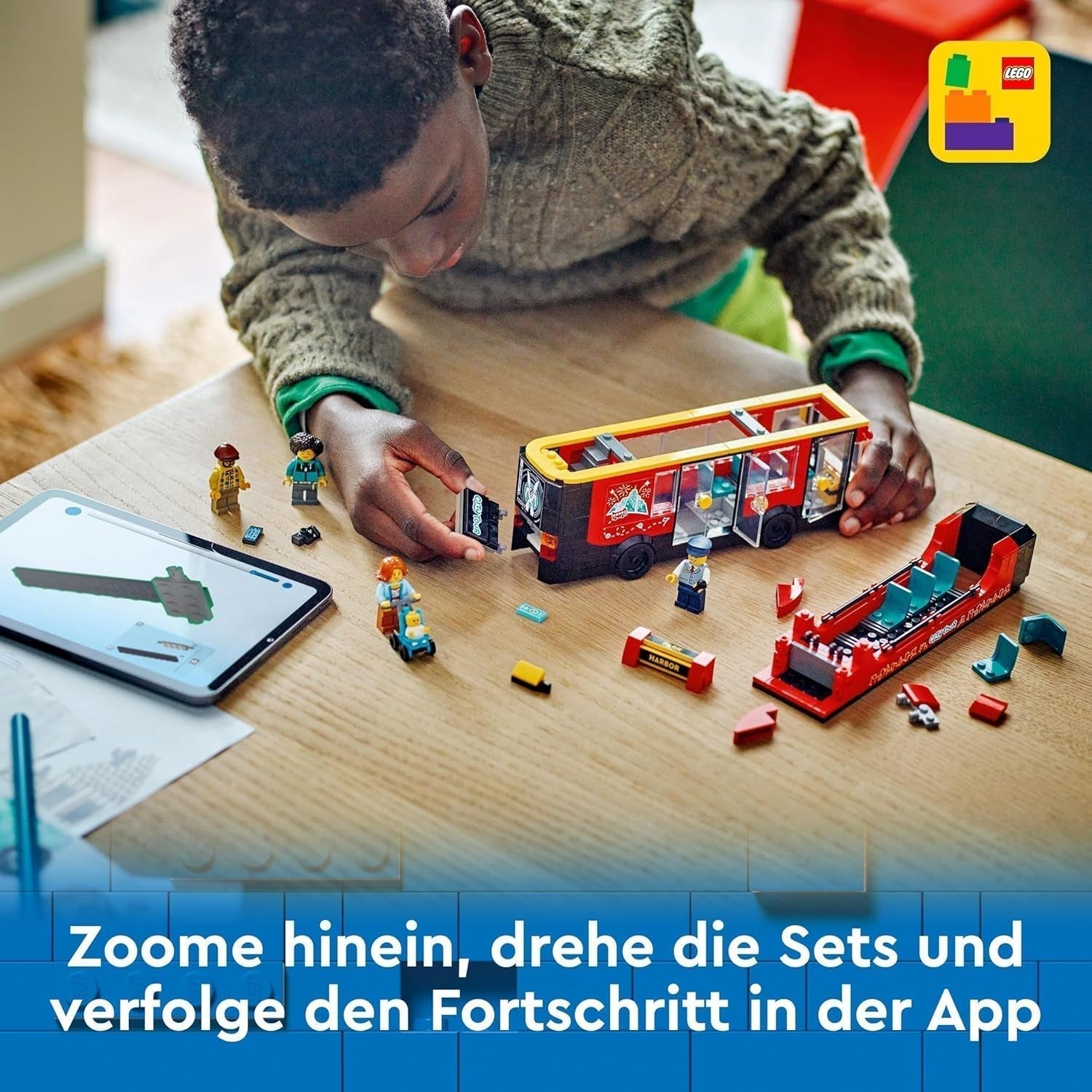 LEGO City Autobús de dos pisos, autobús de juguete de dos pisos, juego de vehículos para niñas y niños a partir de 7 años, contiene 5 figuras, incluido un bebé en un cochecito 60407 Juegos de construcción Besuche den LEGO-Store