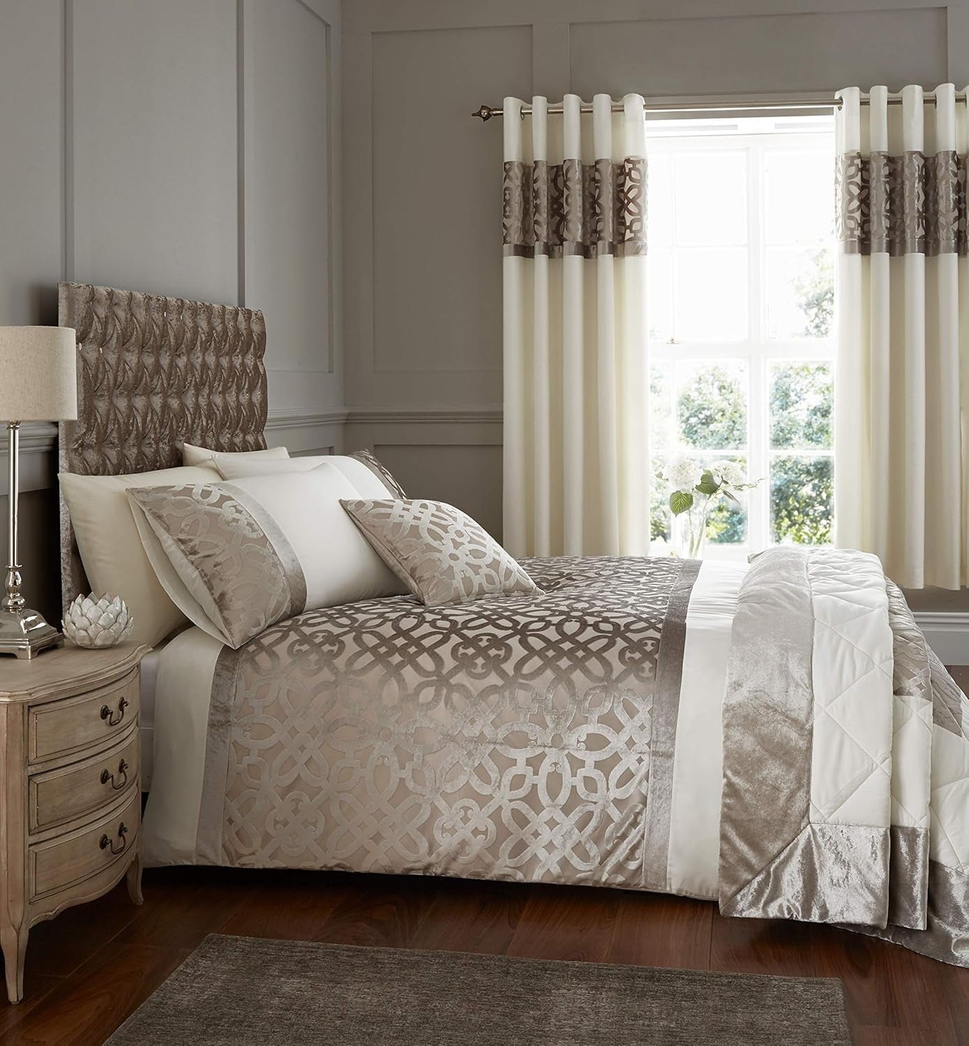 Catherine Lansfield Lattice Cut Terciopelo, Natural, Colcha - 220X230Cm Camas y Mantas Catherine Lansfield King size