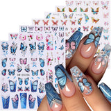 GZMAYUEN 12 colores pegatinas de uñas francesas 3D pegatinas de uñas de Color degradado francés autoadhesivas accesorios de diseño de uñas